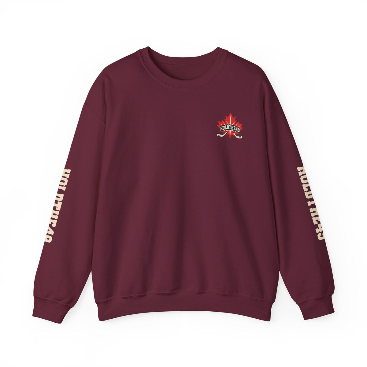 HOLDTHE49 Hockey Full Print Crewneck in Maroon