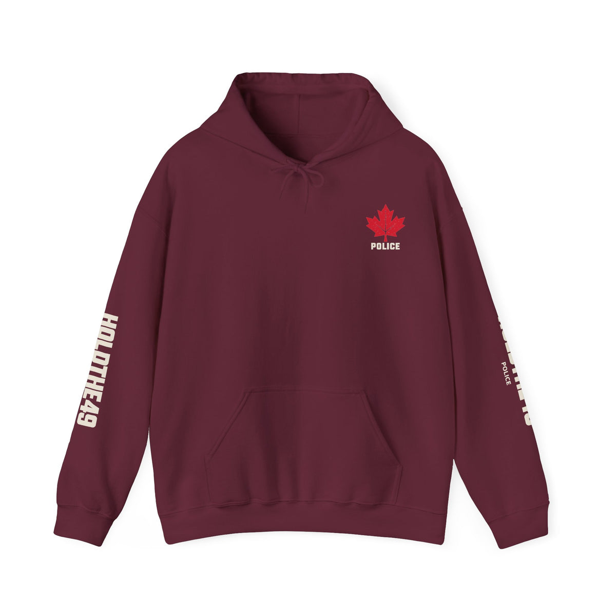 HOLDTHE49 Services Police Full Print Hoodie in Maroon
