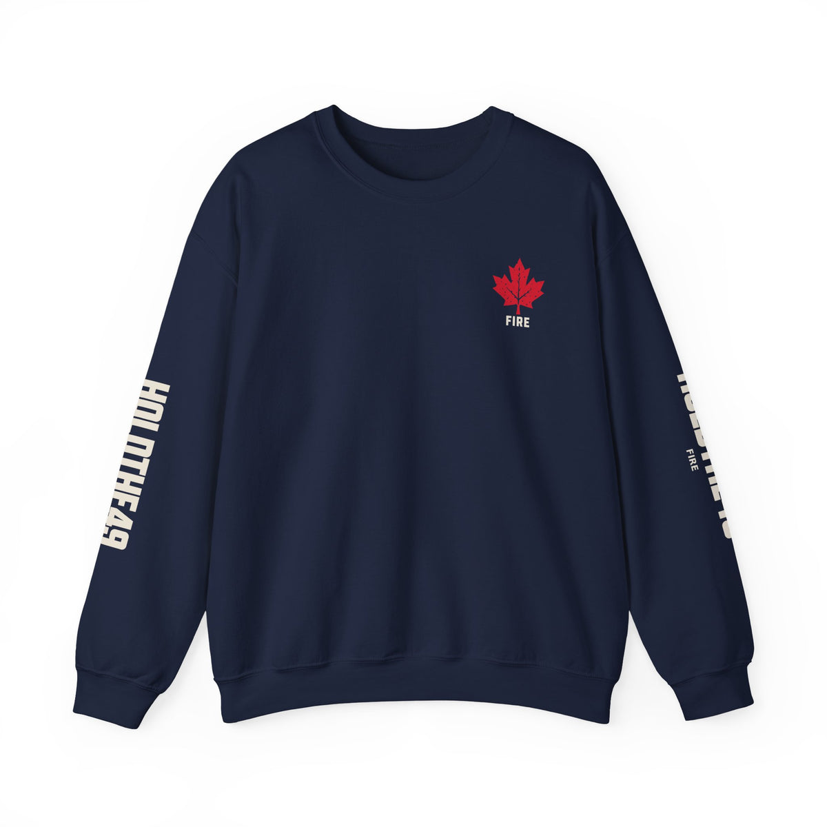 HOLDTHE49 Services Fire Full Print Crewneck in Navy
