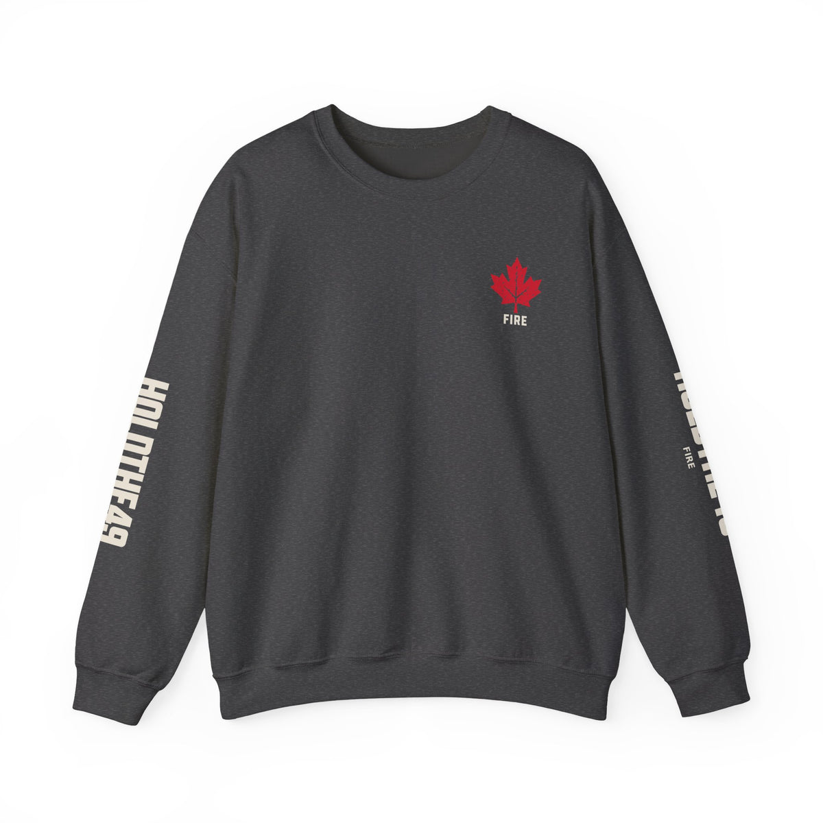 HOLDTHE49 Services Fire Full Print Crewneck in Dark Heather