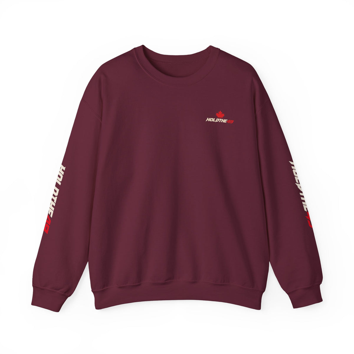 HOLDTHE49 Predator Goose Full Print Crewneck in Maroon