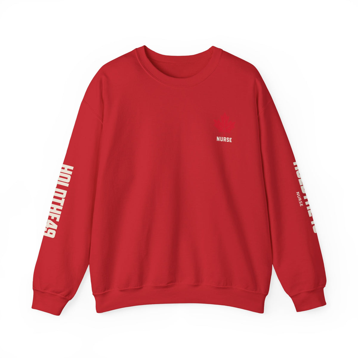 HOLDTHE49 Services Nurse Full Print Crewneck in Red