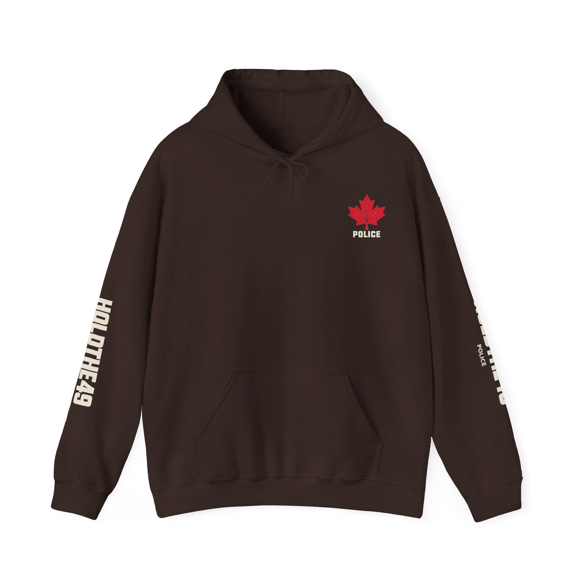 HOLDTHE49 Services Police Full Print Hoodie in Dark Chocolate