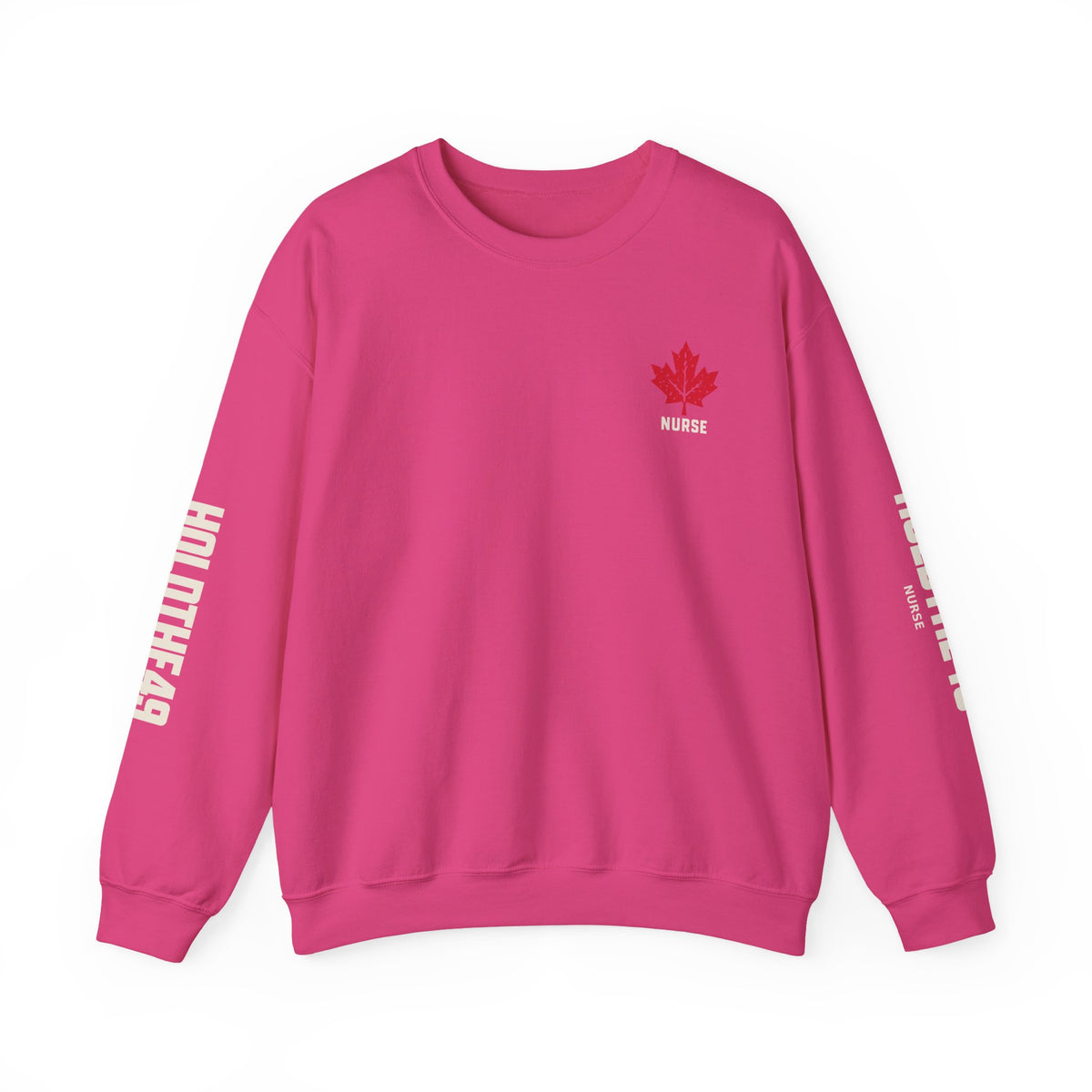 HOLDTHE49 Services Nurse Full Print Crewneck in Heliconia