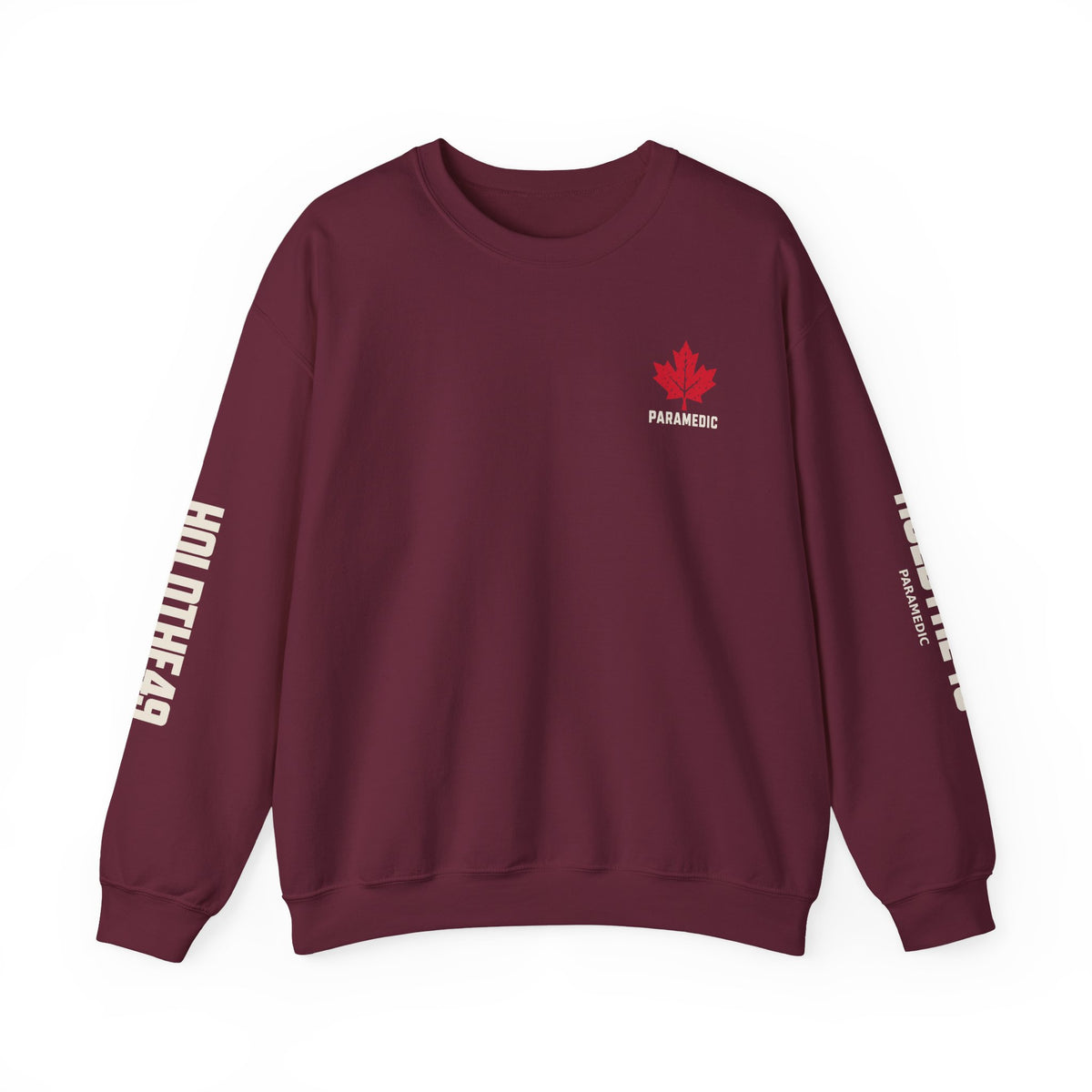 HOLDTHE49 Services Paramedic Full Print Crewneck in Maroon