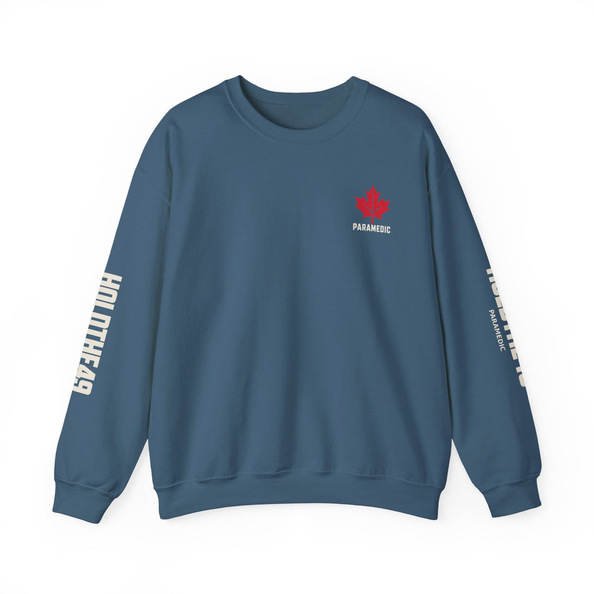 HOLDTHE49 Services Paramedic Full Print Crewneck in Indigo Blue