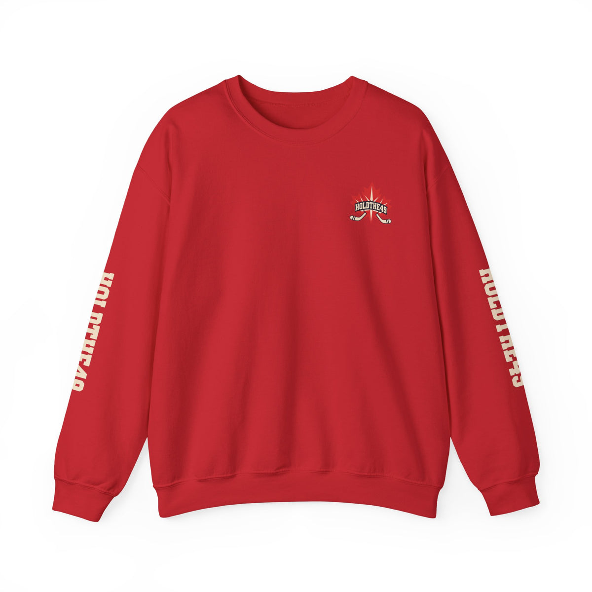 HOLDTHE49 Hockey Full Print Crewneck in Red