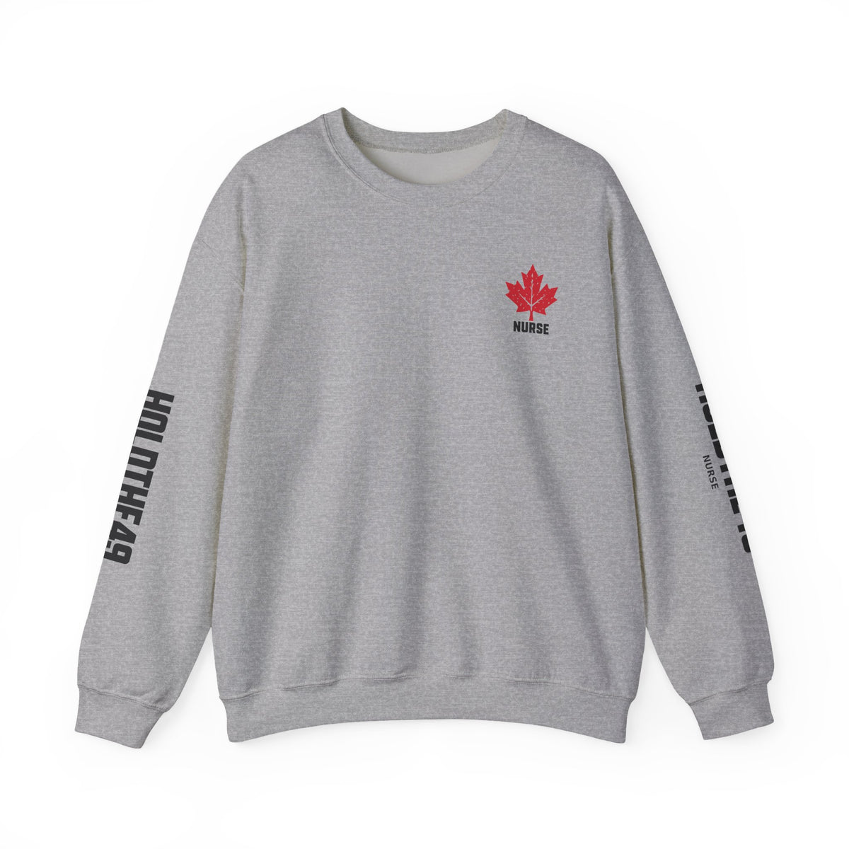HOLDTHE49 Services Nurse Full Print Crewneck in Sport Grey