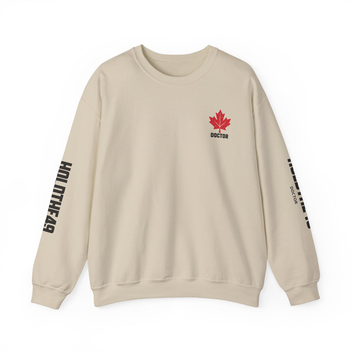 HOLDTHE49 Services Doctor Full Print Crewneck in Sand