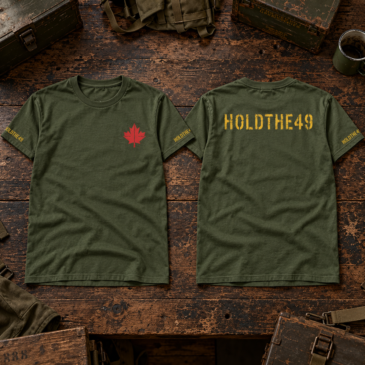 HOLDTHE49 Vintage Military Stencil Tee Full Print, lifestyle photo 3