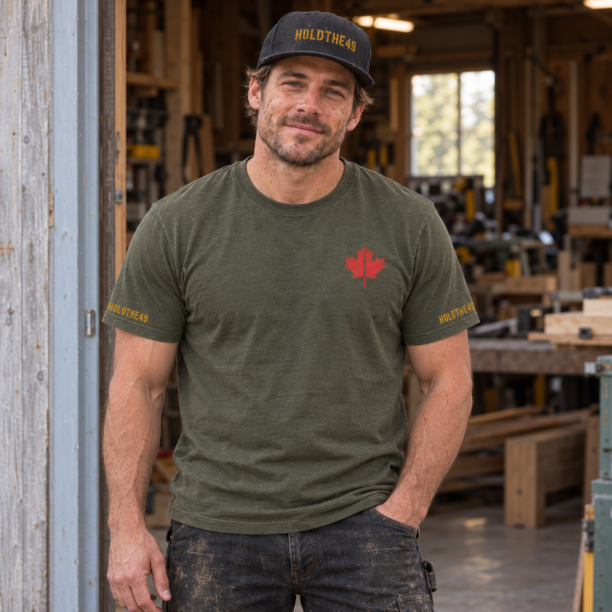 HOLDTHE49 Vintage Military Stencil Tee Full Print, lifestyle photo 1