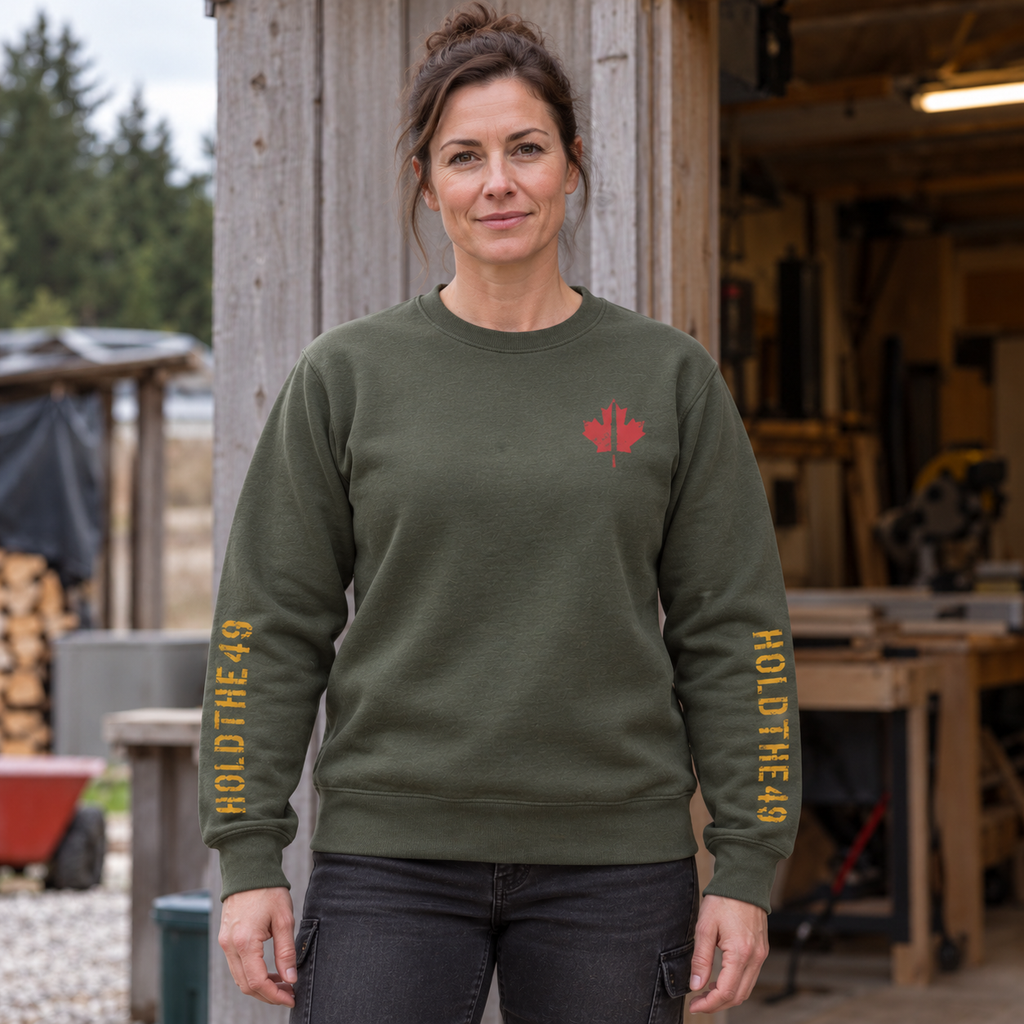 HOLDTHE49 Vintage Military Stencil Crewneck Full Print, lifestyle photo 1
