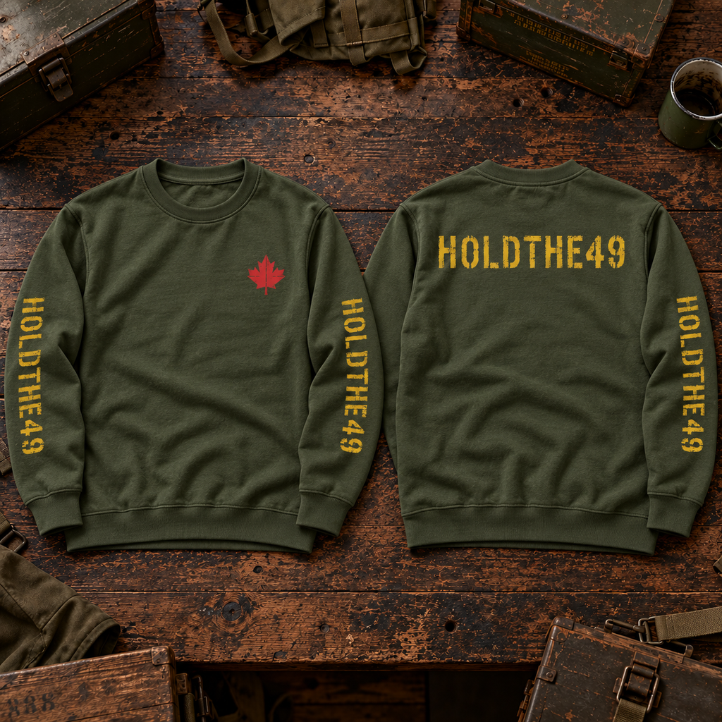 HOLDTHE49 Vintage Military Stencil Crewneck Full Print, lifestyle photo 3