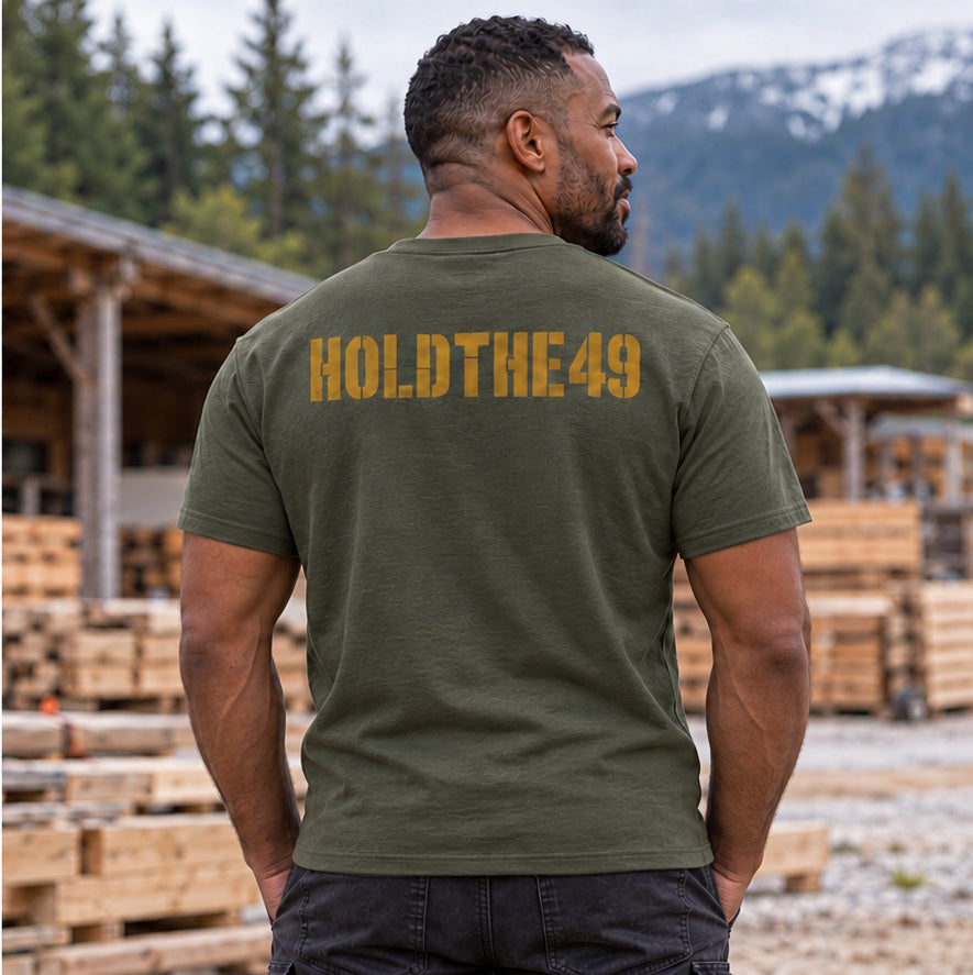 HOLDTHE49 Vintage Military Stencil Tee, lifestyle photo 1