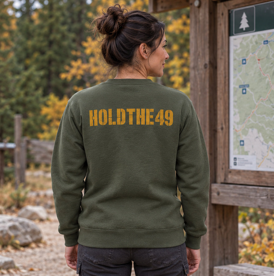 HOLDTHE49 Vintage Military Stencil Crewneck, lifestyle photo 2