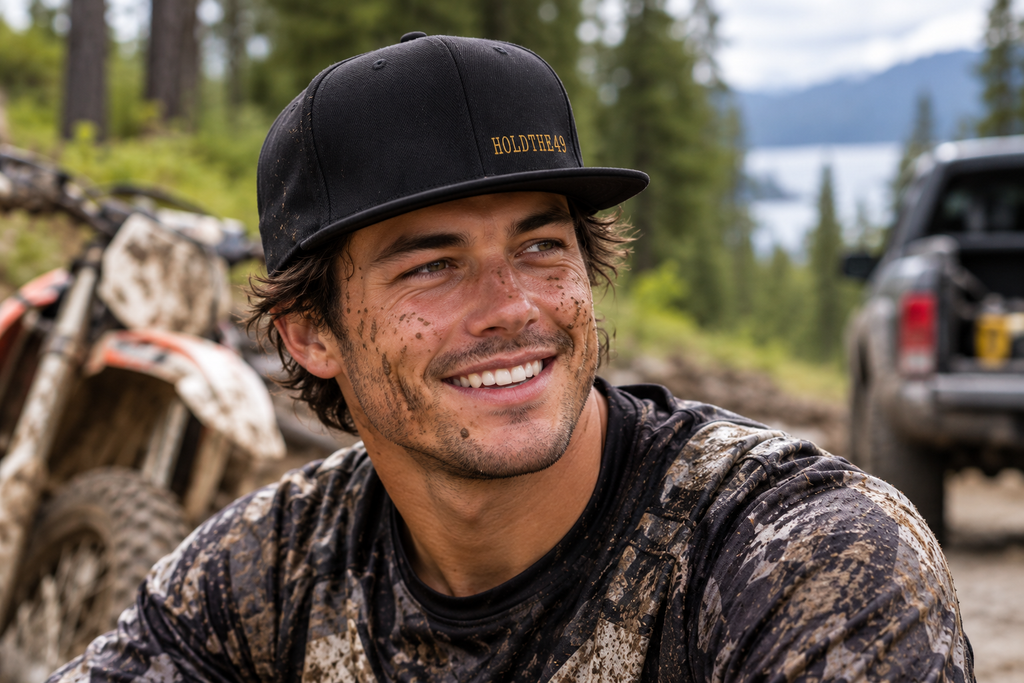 HOLDTHE49 Embroidered Subtle Print Snapback, lifestyle photo 1