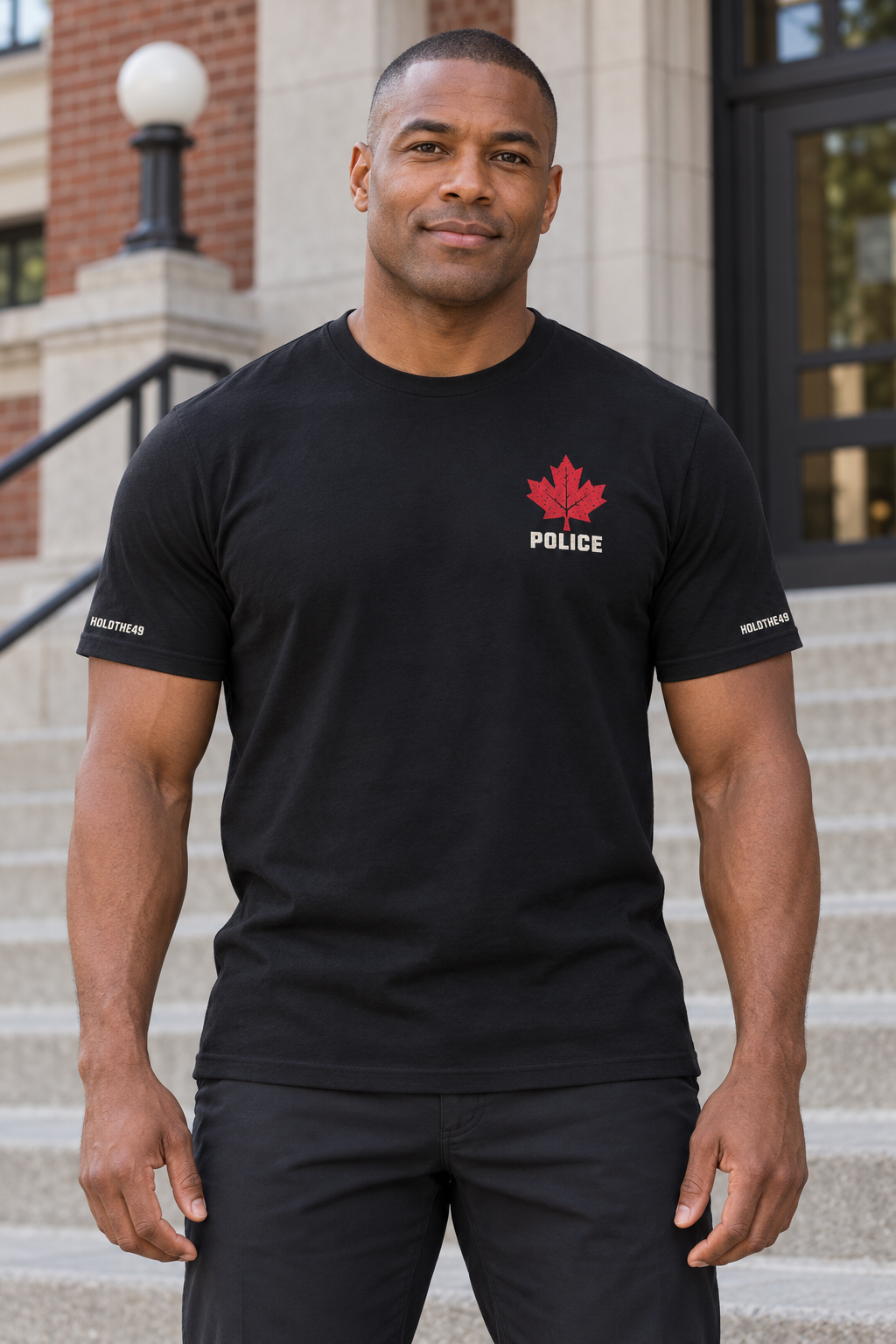 HOLDTHE49 Services Police Full Print Tee, lifestyle photo