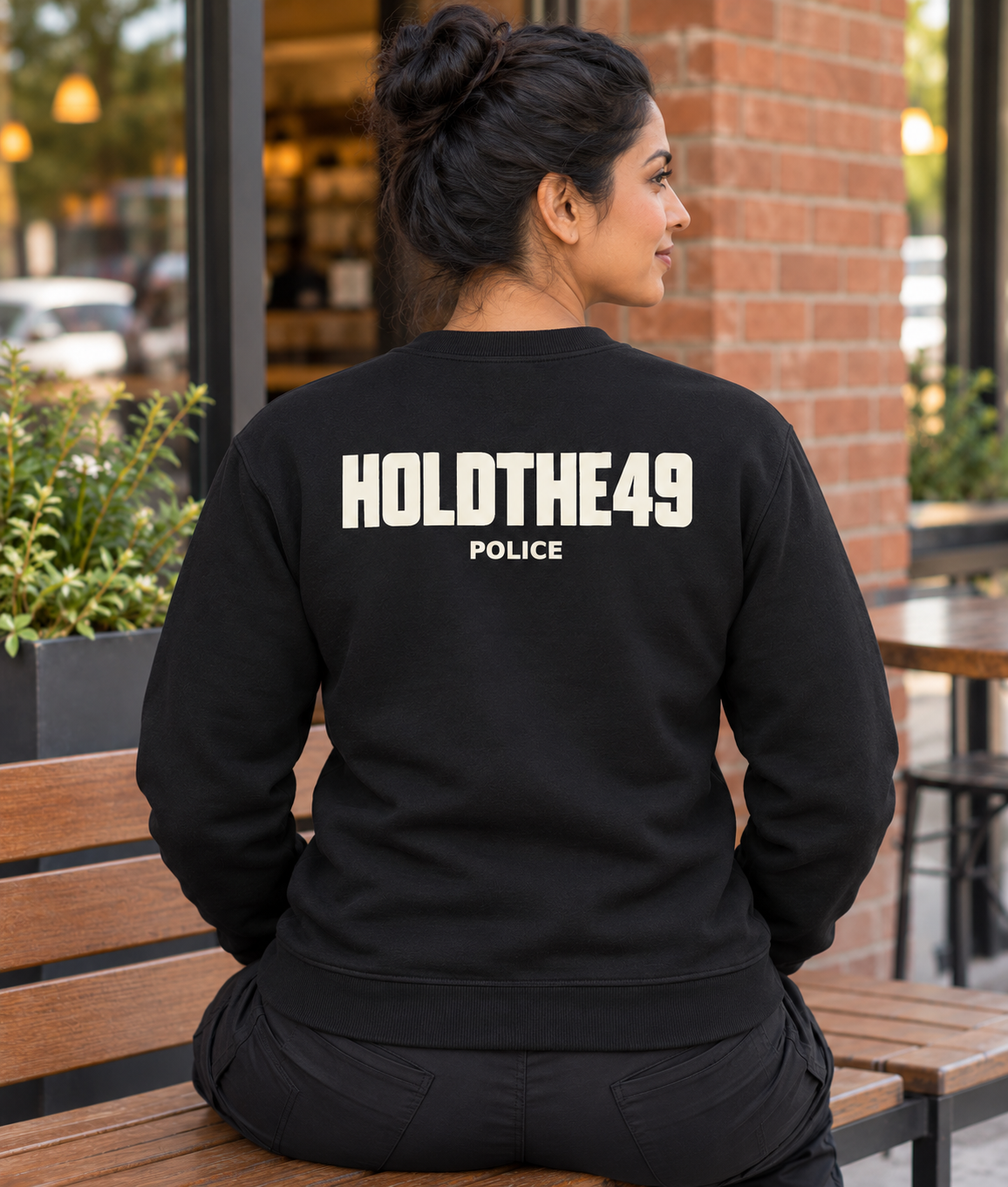 HOLDTHE49 Services Police Crewneck, lifestyle photo