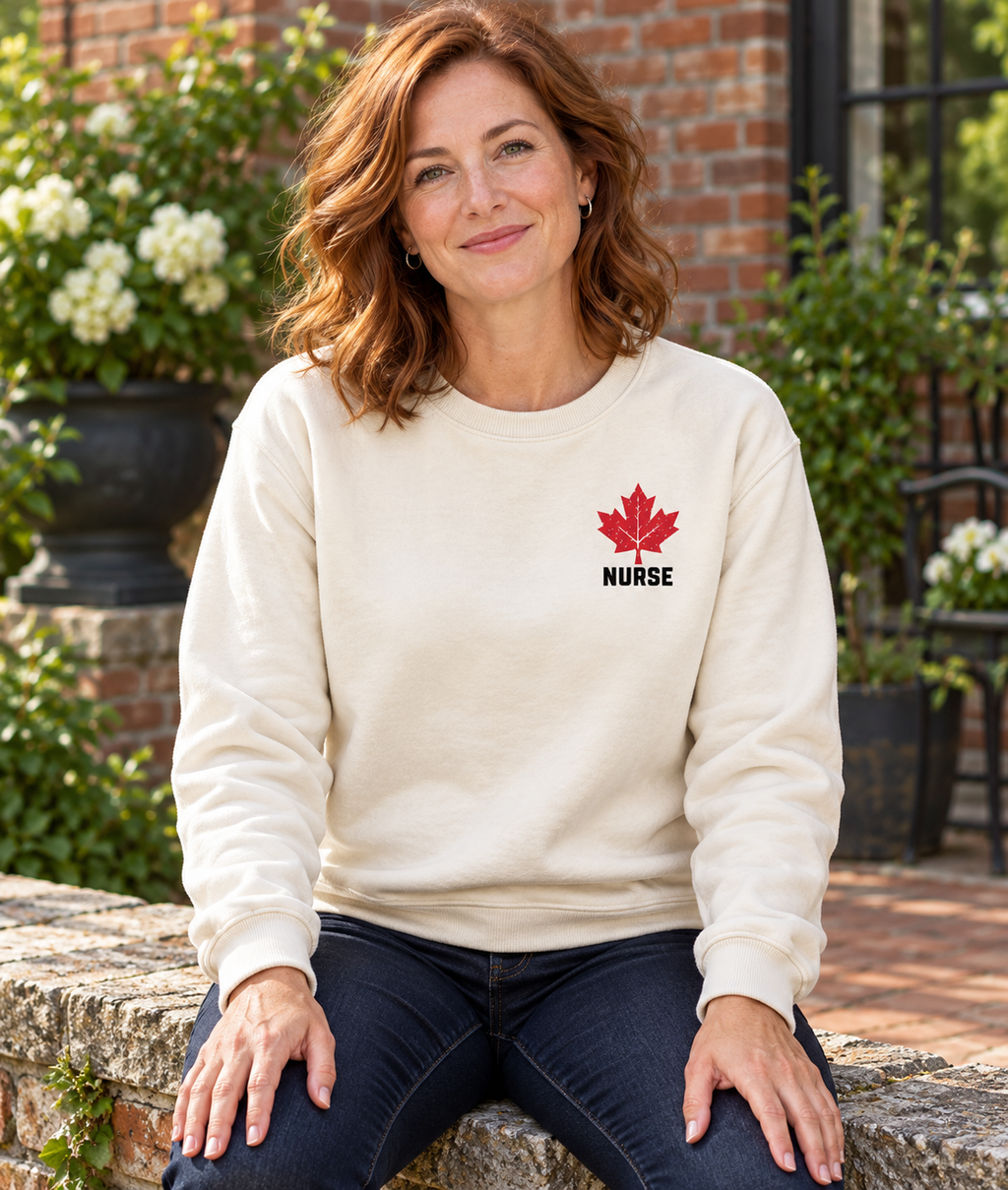 HOLDTHE49 Services Nurse Crewneck, lifestyle photo