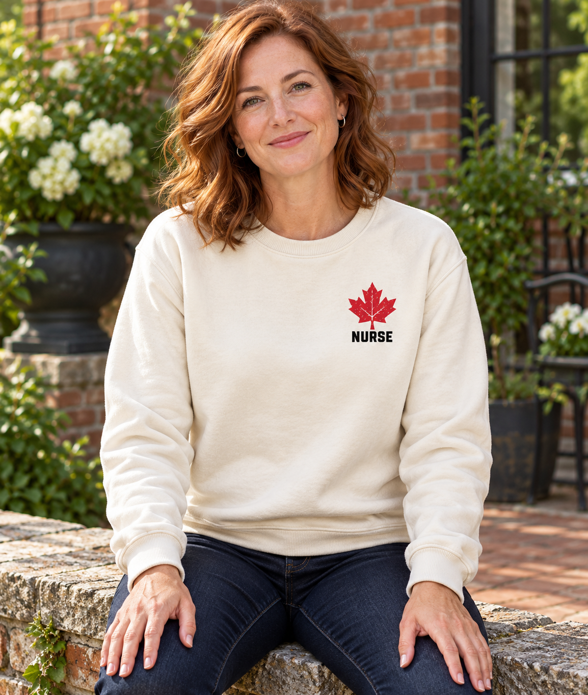 HOLDTHE49 Services Nurse Crewneck, lifestyle photo