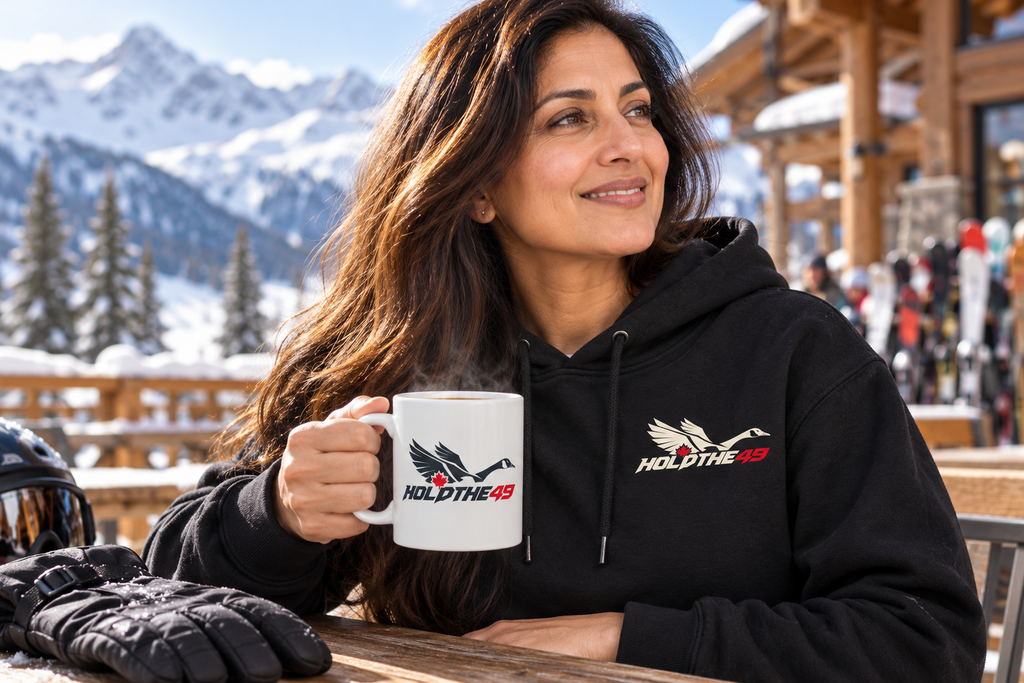 HOLDTHE49 Lifestyle Predator Goose Ceramic Mug, lifestyle photo