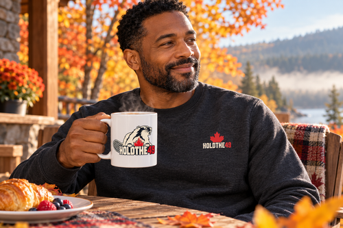 HOLDTHE49 Lifestyle Angry Beaver Ceramic Mug, lifestyle photo