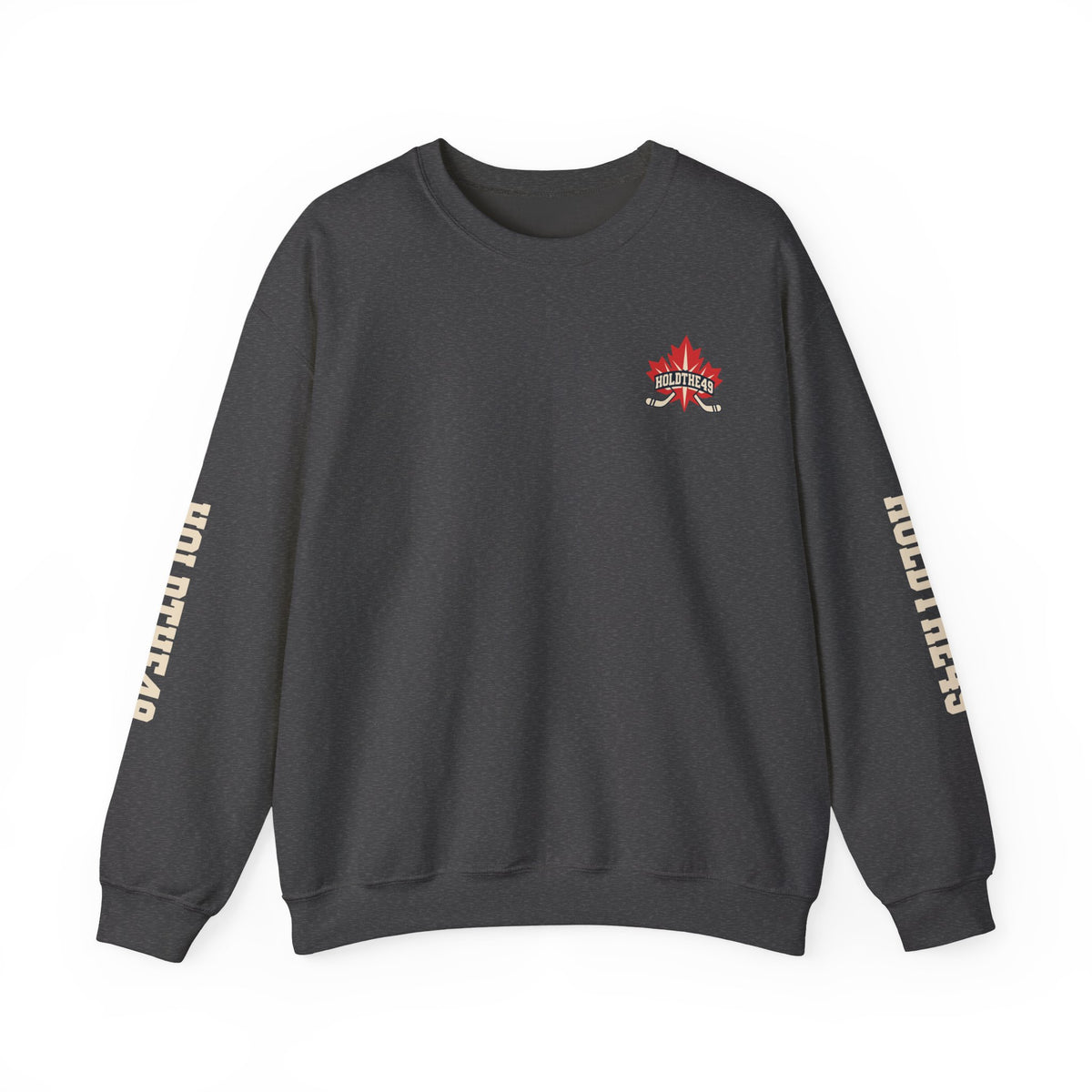 HOLDTHE49 Hockey Full Print Crewneck in Dark Heather