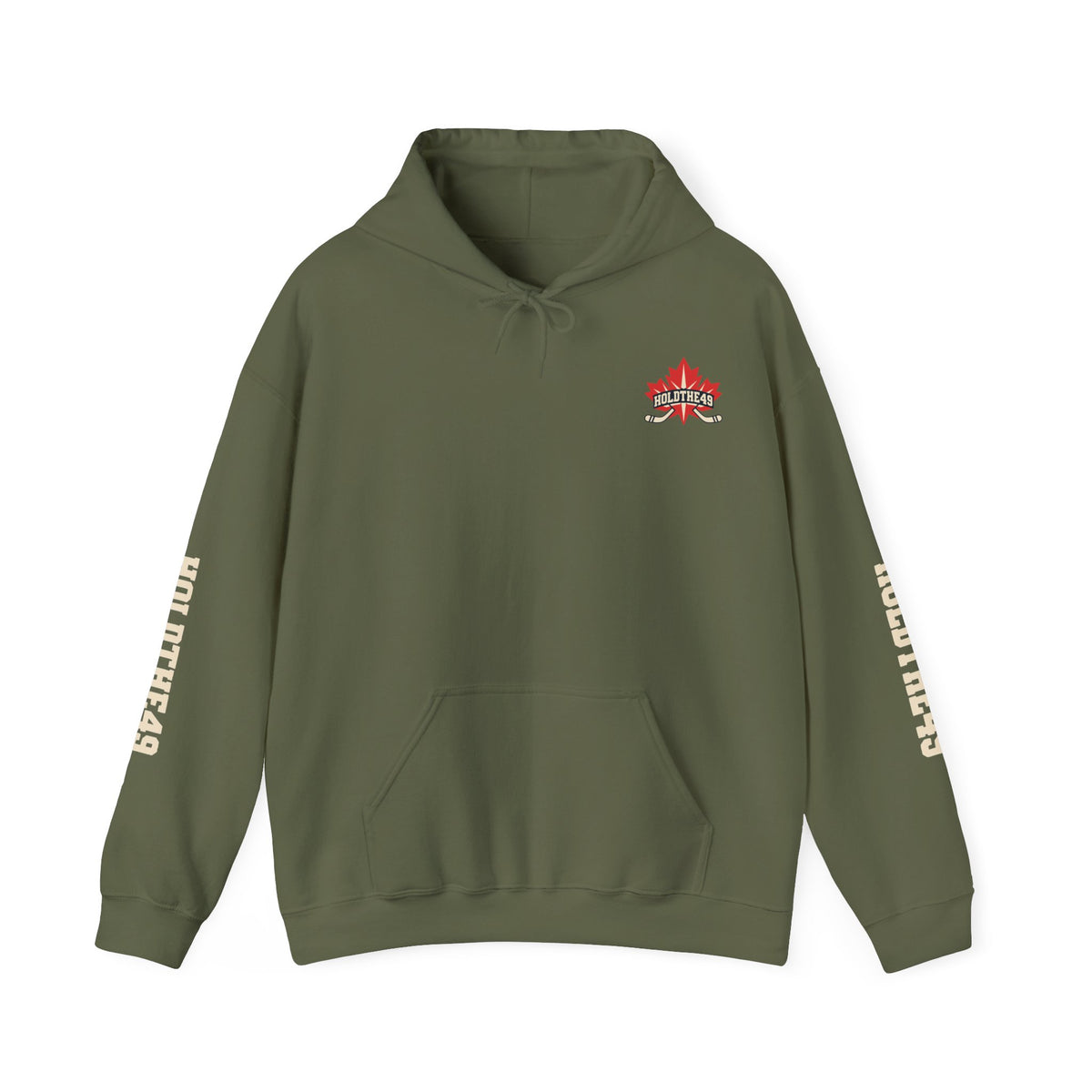 HOLDTHE49 Hockey Full Print Hoodie in Military Green