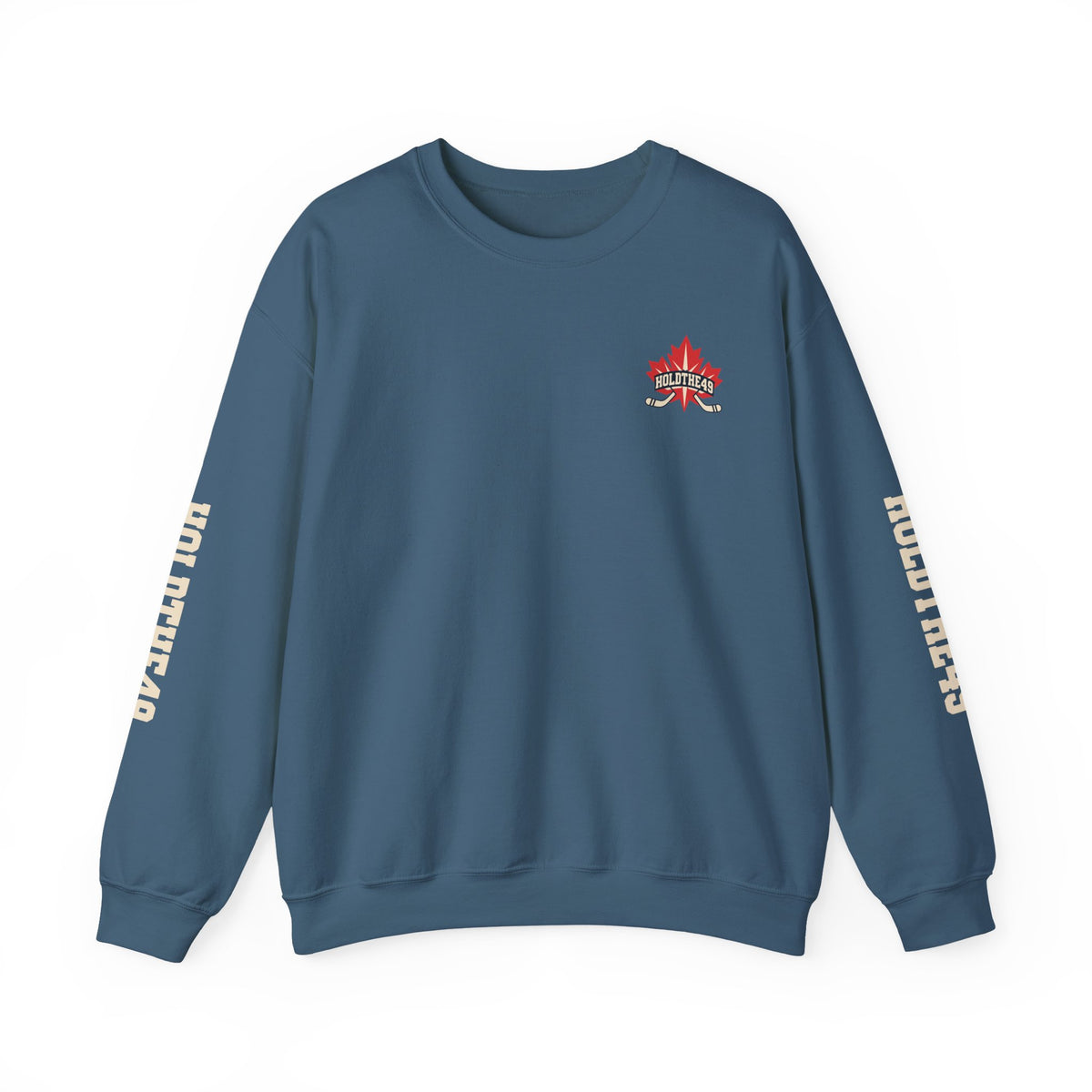 HOLDTHE49 Hockey Full Print Crewneck in Indigo Blue