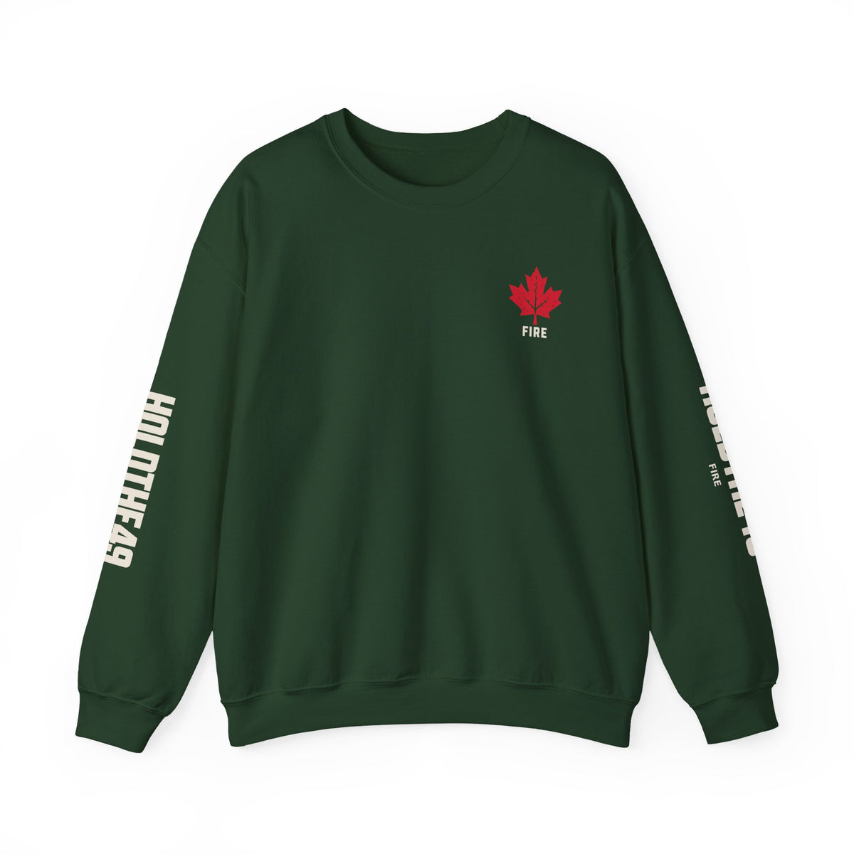 HOLDTHE49 Services Fire Full Print Crewneck in Forest Green