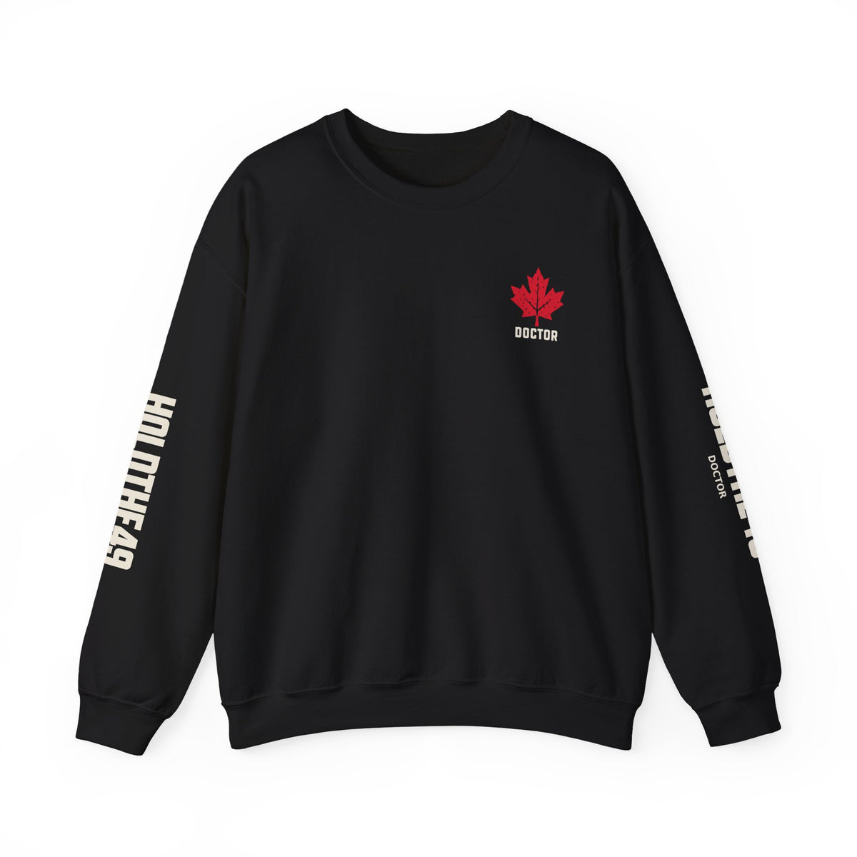 HOLDTHE49 Services Doctor Full Print Crewneck in Black