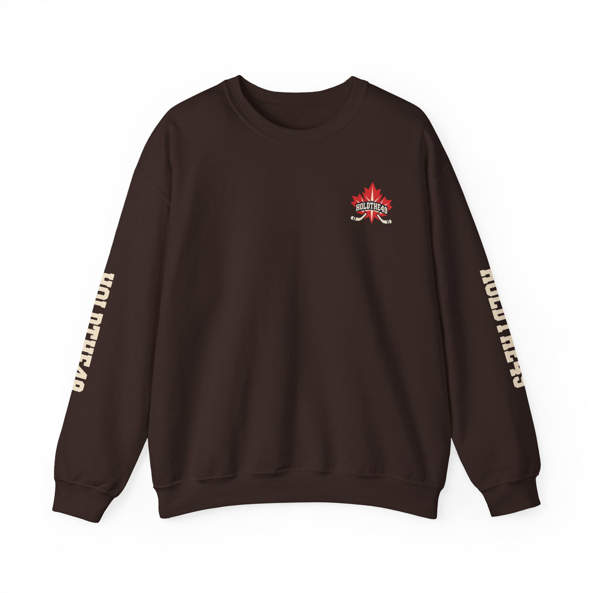 HOLDTHE49 Hockey Full Print Crewneck in Dark Chocolate