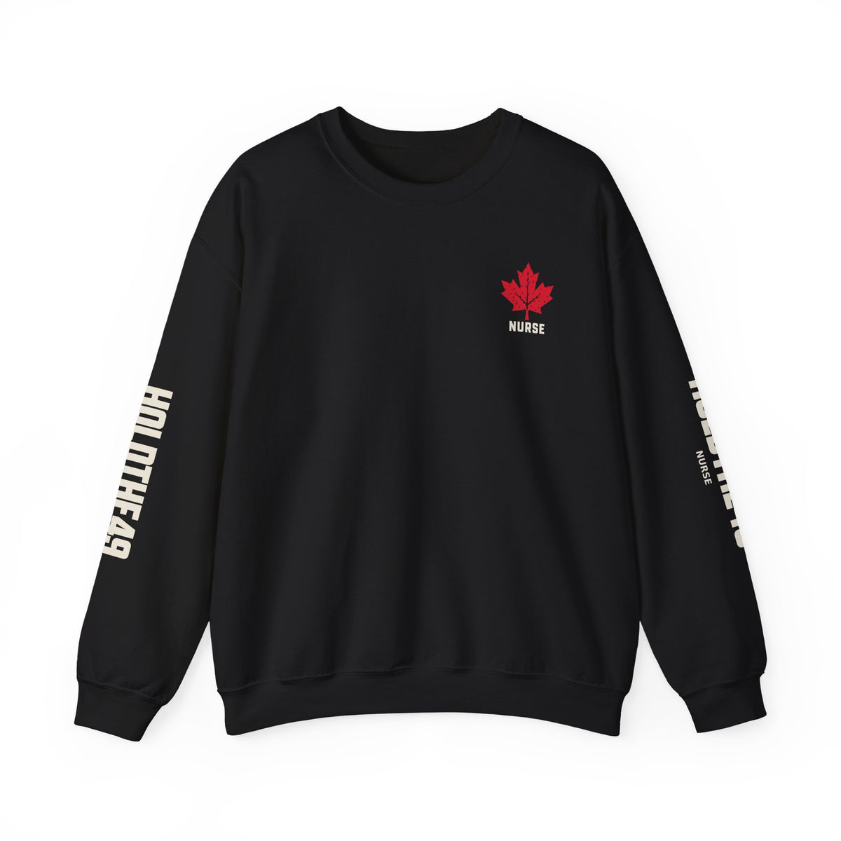 HOLDTHE49 Services Nurse Full Print Crewneck in Black