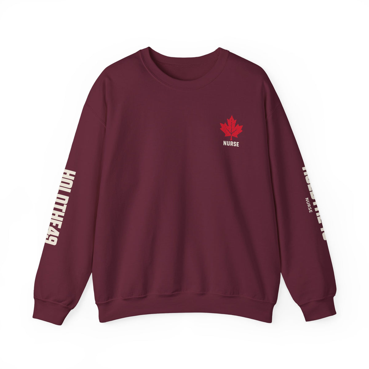 HOLDTHE49 Services Nurse Full Print Crewneck in Maroon
