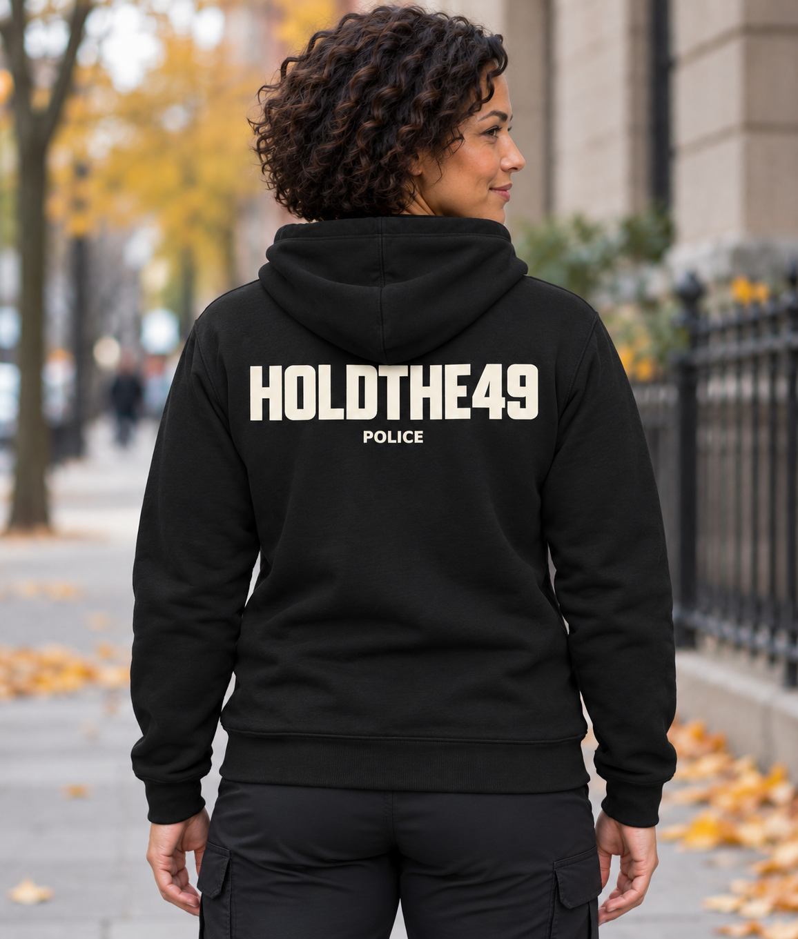 HOLDTHE49 Services Police Hoodie, lifestyle photo