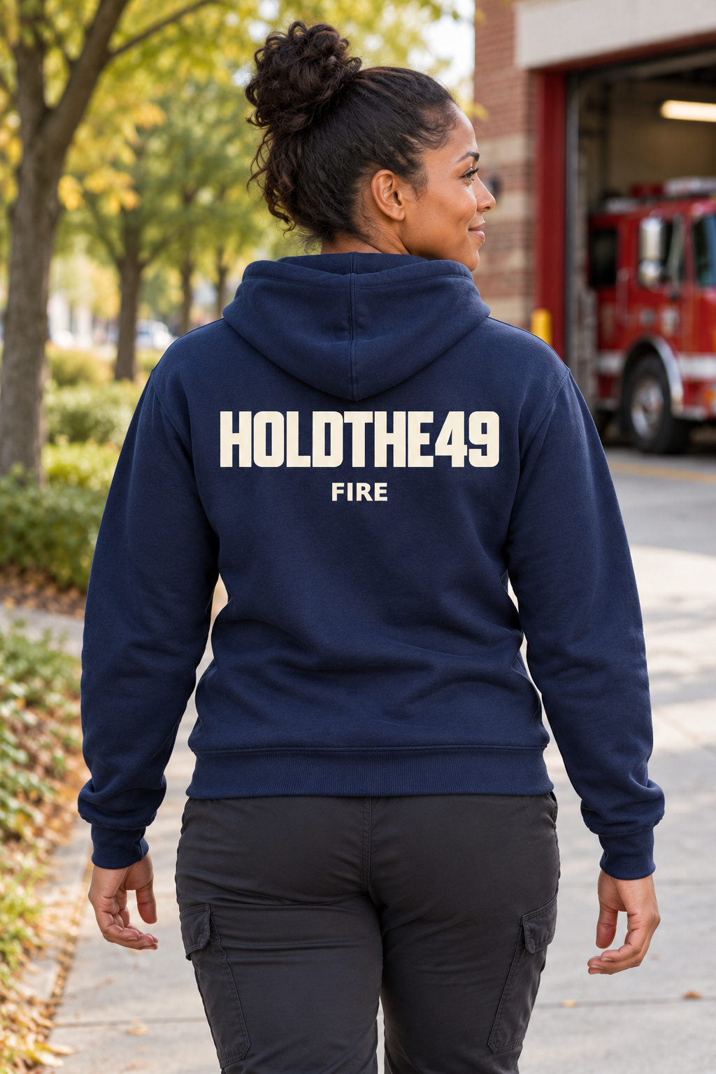 HOLDTHE49 Services Fire Hoodie, back view
