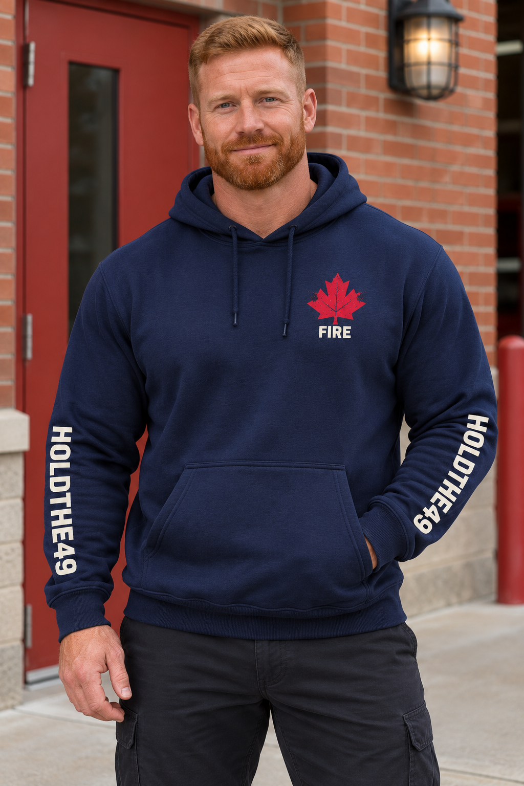 HOLDTHE49 Services Fire Full Print Hoodie, front view