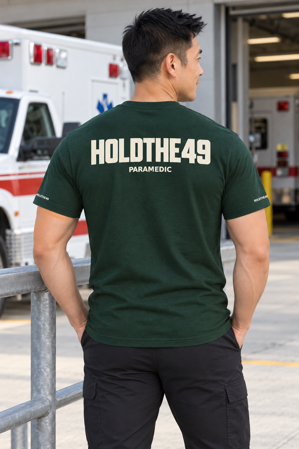 HOLDTHE49 Services Paramedic Full Print Tee, back view