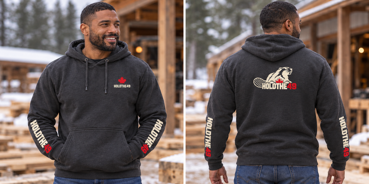 HOLDTHE49 Angry Beaver Full Print Hoodie, front and back lifestyle photo